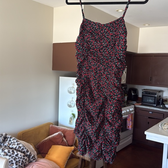 REFORMATION Floral Rose Print Ruched Mini Dress - Picture 10 of 10